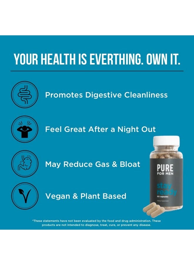 PURE FOR MEN Original Cleanliness Stay Ready Fiber Supplement 60 Vegan Capsules ; Helps Promote Digestive Regularity ; Psyllium Husk Aloe Vera Chia Seeds Flaxseeds ; Proprietary Formula - Image 4