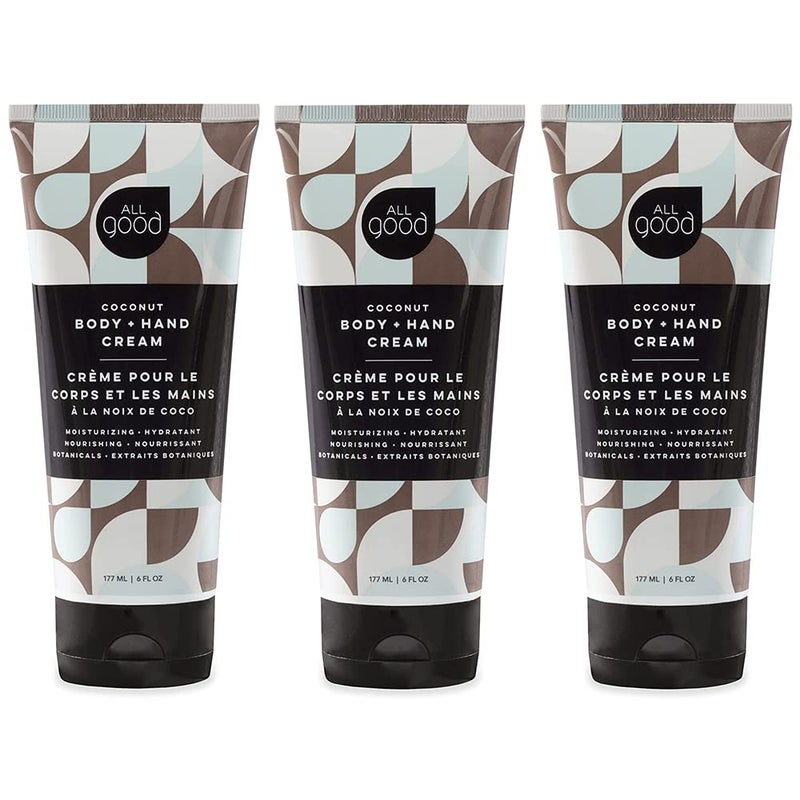 All Good Hand  Body Lotion  Moisturizing Organic Lotion Essential Oils Calendula Cocoa Butter Coconut  Rose Hip Oil Non GMO Vegan 3PackCoconut