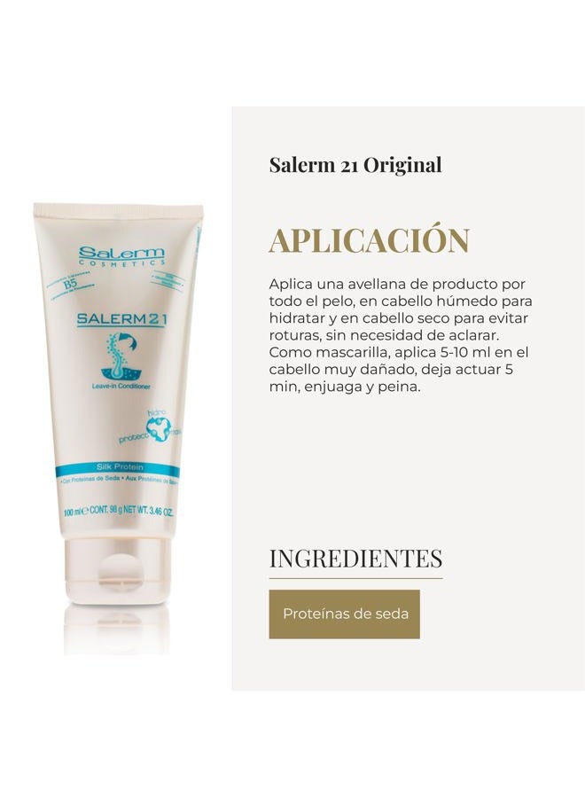 Salerm Cosmetics بلسم شعر فوري 21 بروتين حرير - 100 مل - بلسم يُترك أو يُشطف - مع بروتينات الحرير - واقي حراري ومرطب - Image 4