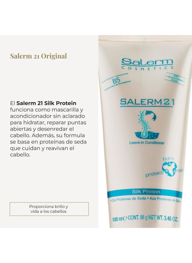 Salerm Cosmetics بلسم شعر فوري 21 بروتين حرير - 100 مل - بلسم يُترك أو يُشطف - مع بروتينات الحرير - واقي حراري ومرطب - Image 2