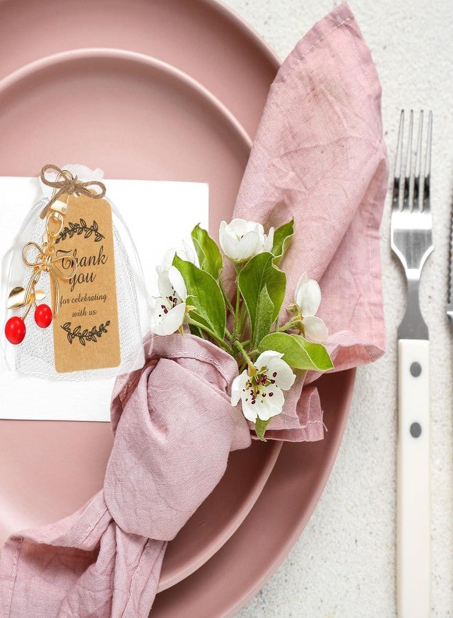 Ecation 20 Set Red Cherry Bow Keychain Party Favor Cherry Thank You Keyring Gift Charm Fruit Souvenir Present with Kraft Tag Organza Bag for Guest Baby Shower Wedding Birthday Thanksgiving Party - Image 5