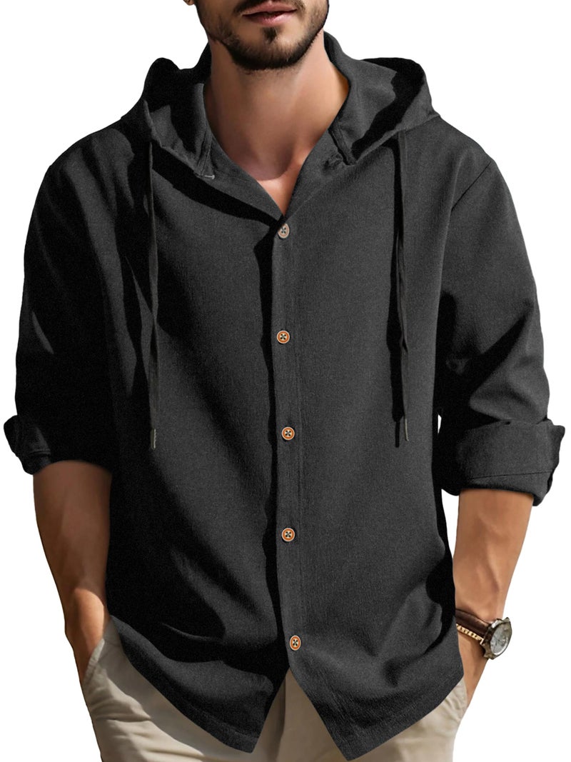 Noble Monk Men's Relax Fit Hooded Shirt || Casual Wear for Men || Full Sleeve Shirts || Stylish Shirt for Men - Image 1