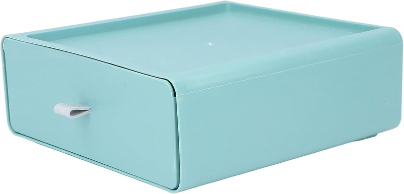 Desktop Storage Box Tetragonum Design, Dust Prevention, Superposition Combination, Tabletop Stationery Cosmetics Organizer, DIY Multi Layer Superposition, Expand Vertical Sto (Green) - Image 1
