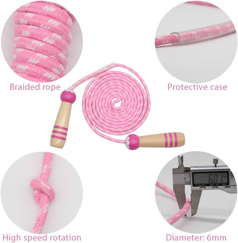 Ace one Jump Rope Kids, 7ft Adjustable Cotton Skipping Rope with Wooden Handle for Boys and Girls Fitness Outdoor Exercise - Image 4