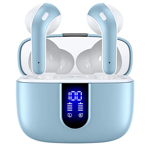 TAGRY Bluetooth Headphones True Wireless Earbuds 60H Playback LED Power Display Earphones with Wireless Charging Case IPX5 Waterproof in-Ear Ear buds with Mic for TV Smart Phone Laptop Computer Sports - Image 1