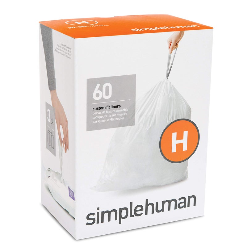 Simplehuman Trash Liner Code H Custom Fit Liners White / 60 Liners - Image 1