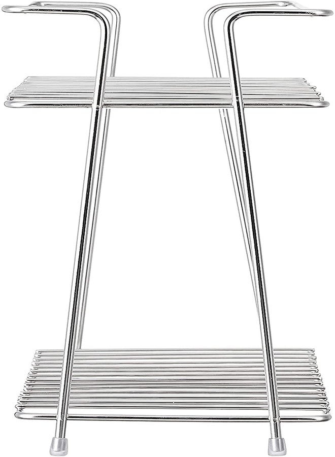 DIGIONICS Spice Rack Stainless Steel 2 Layer Corner Stand Kitchen Bathroom Multipurpose Storage Rack/Shelf & Spice/Masala Trolley Container Organizer Utensils-Dishes-Plates for Kitchen (Silver Color) - Image 3
