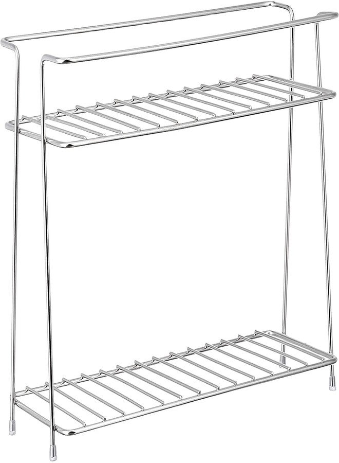 DIGIONICS Spice Rack Stainless Steel 2 Layer Corner Stand Kitchen Bathroom Multipurpose Storage Rack/Shelf & Spice/Masala Trolley Container Organizer Utensils-Dishes-Plates for Kitchen (Silver Color) - Image 2