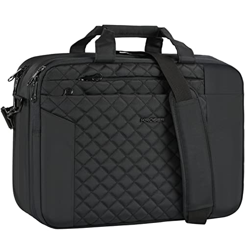 KROSER 17 Inch Expandable Laptop Bag for Men and Women Waterproof Computer Case With AntiTheft Messenger Shoulder Briefcase for Business Office Travel Black - Image 1