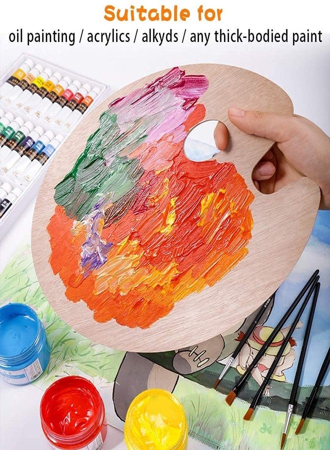 ديزين لوحة رسم فنية كبيرة الحجم بيضاوية الشكل من الخشب مع فتحة للإبهام من ديزاين - صينية خلط ألوان خشبية - سهلة التنظيف، لخلط الألوان الأكريليك والزيتية والمائية ((30 × 25) سم) - Image 3