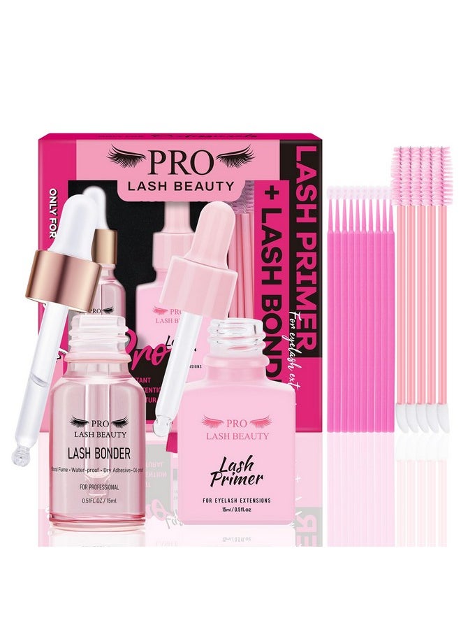 PRO LASHBEAUTY Lash Bonder Lash Primer For Eyelash Extensions Kit Longer Retention Glue Accelerator Lash Sealant Eyelash Bonder Primer 2 In 1 Pre-Treatment For Professional Lash Extension (15Ml+15Ml)  - Image 1