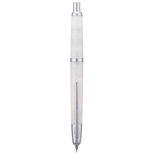 erofa Jinhao 20 Press Retractable Fountain Pen Extra Fine Nib with Converter Resin Writing Gift Pen, White Snow with Silver Clip - Image 1