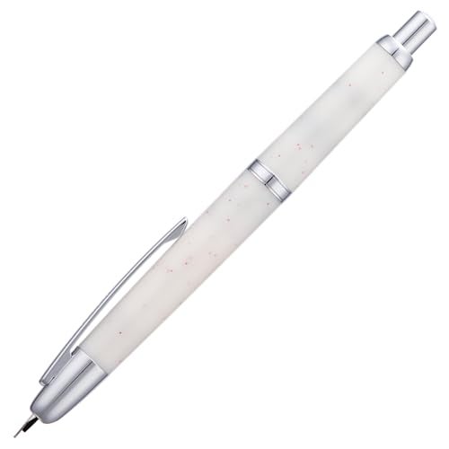 erofa Jinhao 20 Press Retractable Fountain Pen Extra Fine Nib with Converter Resin Writing Gift Pen, White Snow with Silver Clip - Image 2