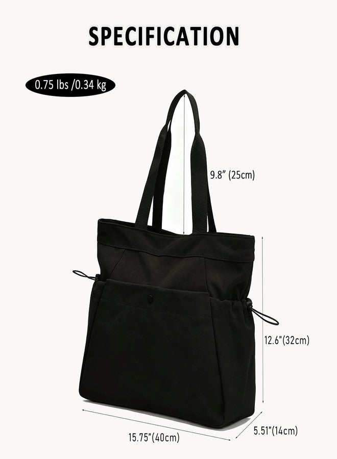 DLLTFPFE Yoga Bags for Women Gym Tote Bag with Adjustable Mat Holder Shoulder Bags Carrier Carryall for Yoga Pilates Travel Beach Work-Black - Image 4