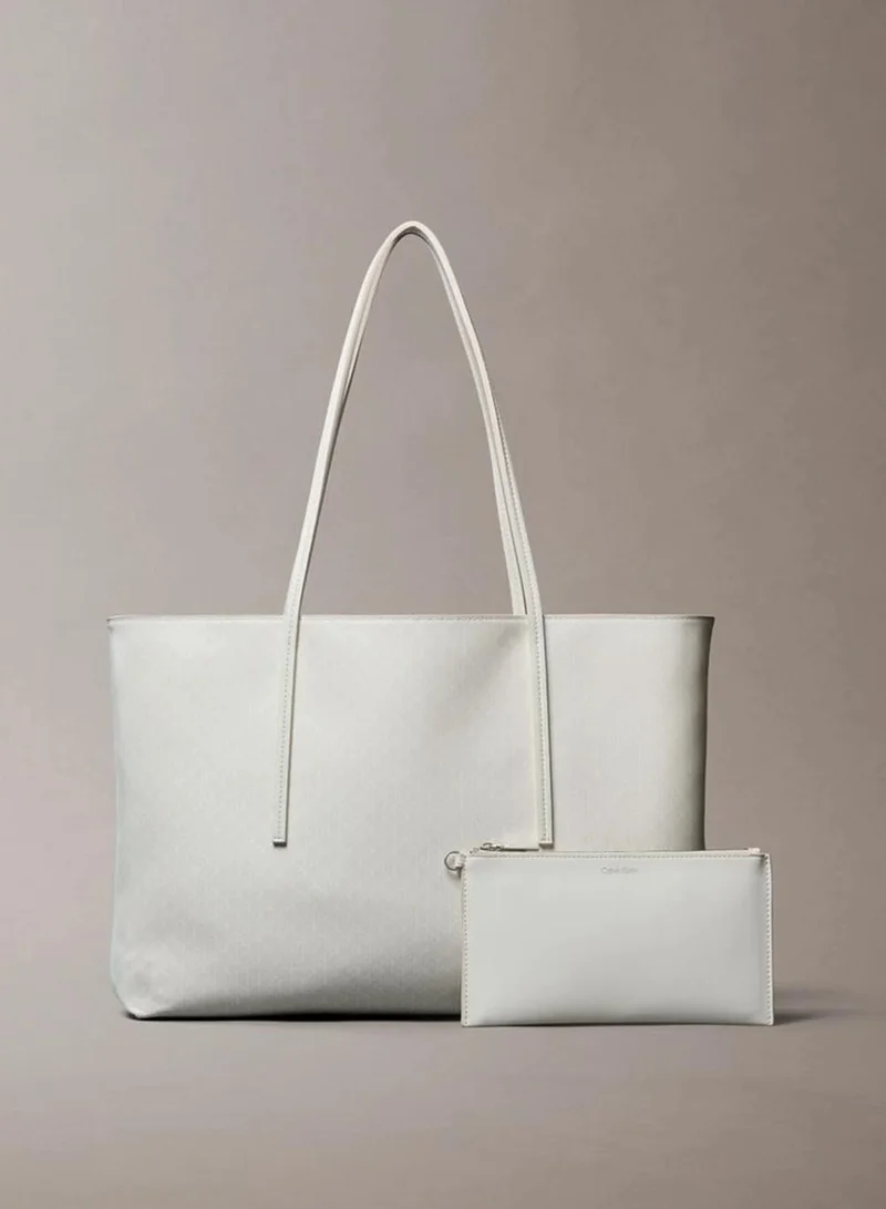Allover Monogram Logo Tote Bag With Pouch