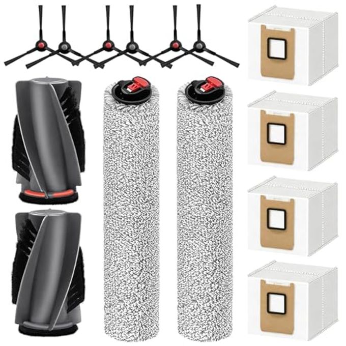 Chuancheng 14 Pack Replacement Kits for eufy E25 Omni / E28 Omni Robot Vacuum Cleaner, Accessories Parts with 1 Main Brush, 2 Roller Mop, 6 Side Brushes, 4 Dust Bags - Image 1