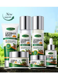 SADOER Licorice Root Six Pieces Skin Care Set with Facial Cleanser Eye Cream Repair Toner Repair Serum Repair Lotion and Face Cream with Licorice Root Extract Skincare Set Hydrate Whiten Brightens with Vitamin C  - Image 2