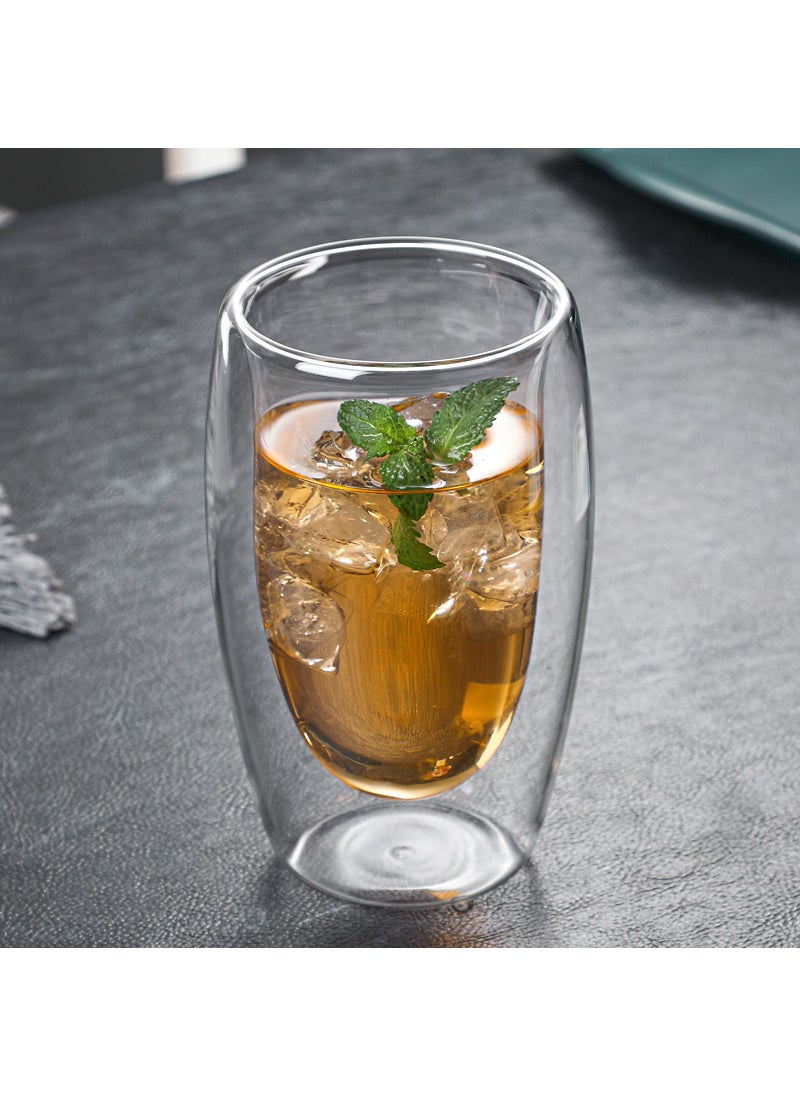 Generic - Spot wholesale double glass household insulation Cup transparent glass cup coffee cup cold drink milk juice cup450ml Double Cup 450ml Double Cup - Image 1