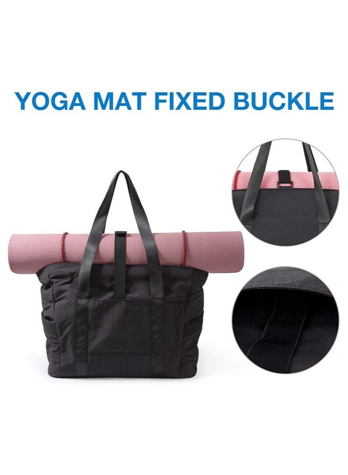 BAGSMART Women Tote Bag Large Shoulder Bag Top Handle Handbag with Yoga Mat Buckle for Gym, Work, School  - Image 4