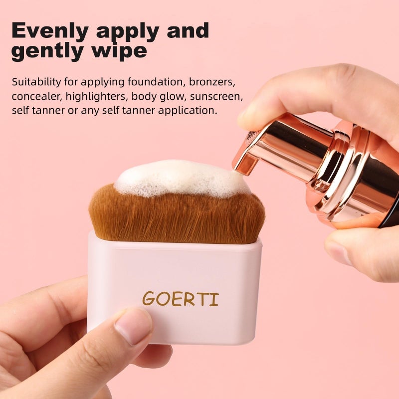 GOERTI فرشاة مكياج الجسم الكبيرة برو - فرشاة تان برونزي للتسمير الذاتي، فرشاة كابوكي للتسمير الذاتي، أداة تطبيق الجسم لدمج وتلطيف المكياج للحصول على أرجل مثالية وتسمير، فرشاة دمج للتسمير بدون شمس للوجه والجسم - Image 4