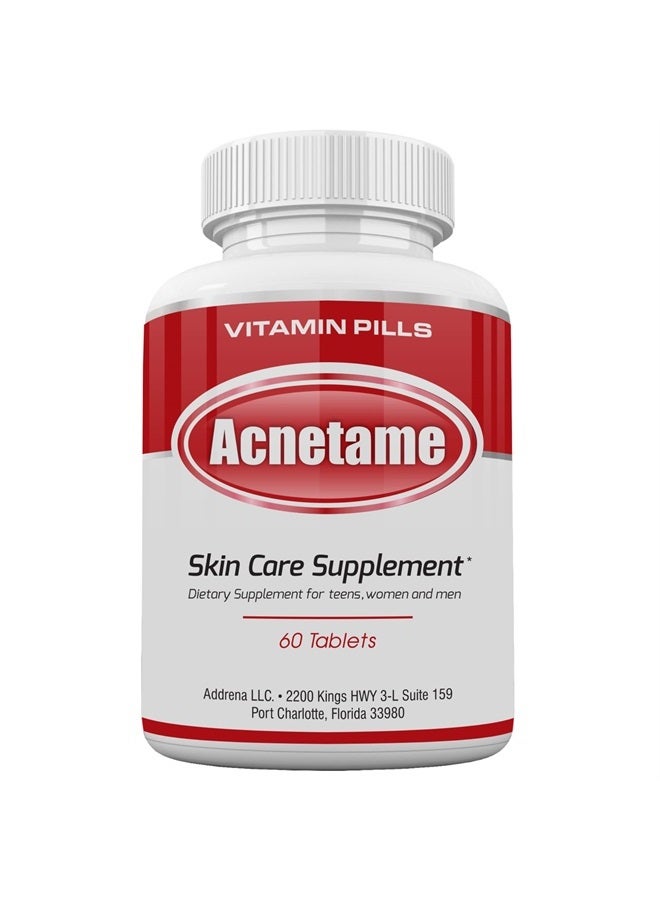 Acnetame Acne Pills- Vitamin Supplements for Acne Treatment- Natural Clear Skin from Hormonal Cystic Pimples- Oily Skin Vitamins Pill for Women, Teen, Men, & Adults 60 Tablets - Image 1