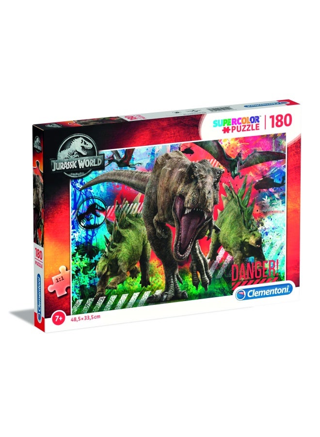Clementoni Jurassic World Supercolor Jigsaw Puzzle for Children - 180 Pieces, Ages 7+ - Image 1