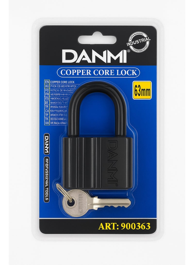 DANMI 63mm Copper Core Padlock – Industrial Heavy-Duty Security Lock with 3 Keys (ART: 900363) - Image 3