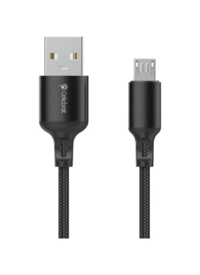 Celebrat Celebrat CB-32 Portable USB To Micro Fast Charge And Data Transmission Cable With Braided wire Design And Practical Fits Mobile Phone 3A /480mbps /1M - Black  - Image 1