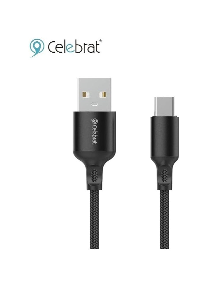 Celebrat Celebrat CB-32 Portable USB To Micro Fast Charge And Data Transmission Cable With Braided wire Design And Practical Fits Mobile Phone 3A /480mbps /1M - Black  - Image 2
