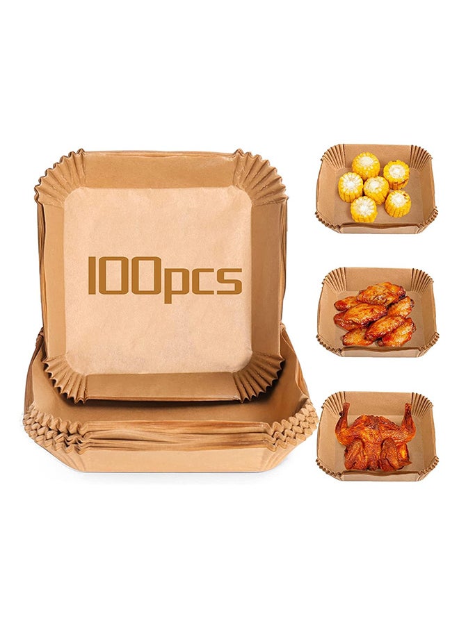 Home 100Pcs Air Fryer Disposable Paper Liner, Air Fryer Liners Square, Baking Paper for Air Fryer Water-proof,Parchment Paper for Baking Roasting Microwave,16cm,Square  - Image 1
