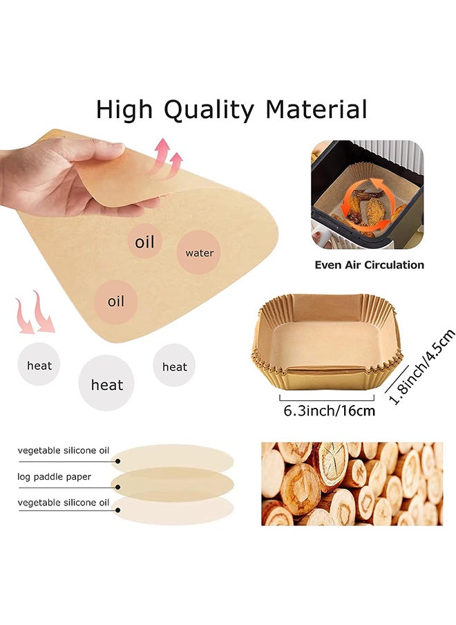 Home 100Pcs Air Fryer Disposable Paper Liner, Air Fryer Liners Square, Baking Paper for Air Fryer Water-proof,Parchment Paper for Baking Roasting Microwave,16cm,Square  - Image 2