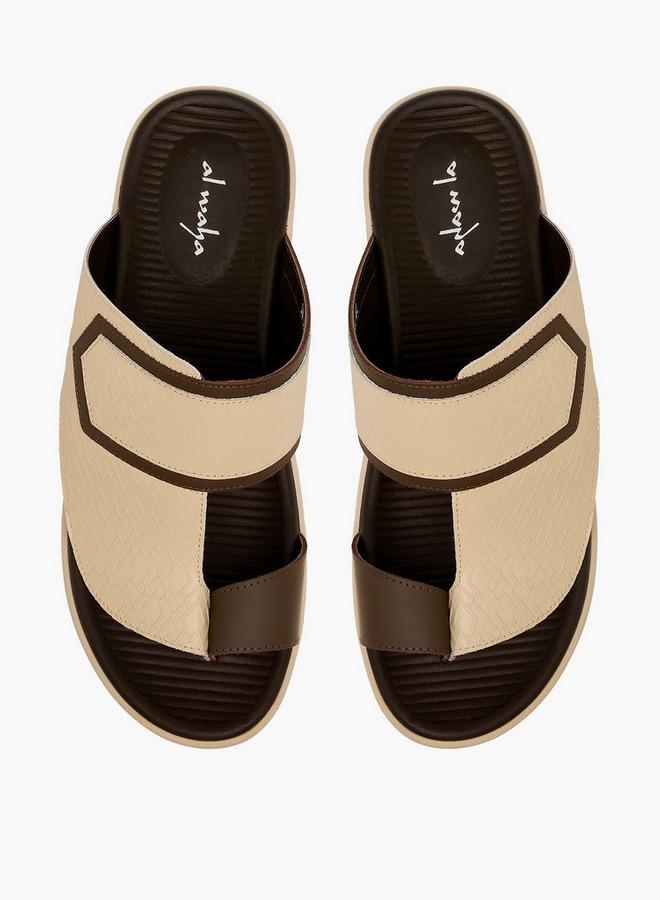 Al Waha Men Toe Loop Detail Leather Arabic Sandals - Image 1