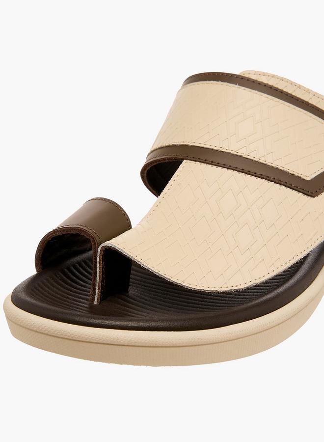 Al Waha Men Toe Loop Detail Leather Arabic Sandals - Image 4