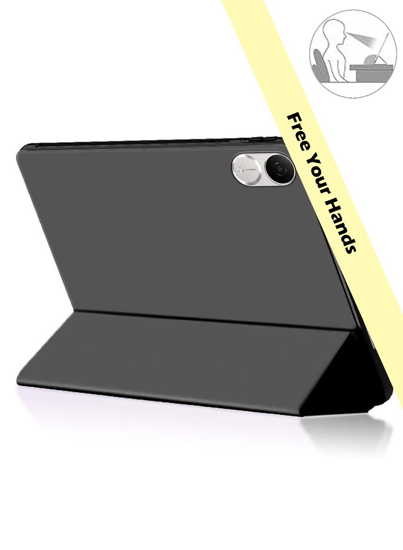 Wtech Honor Pad V9 11.5 2024 (11.5 inches) Smart Flip Auto Awake/Auto Sleep Leather Texture with Pen Holder Case Cover (TCFPSR) - Black - Image 2