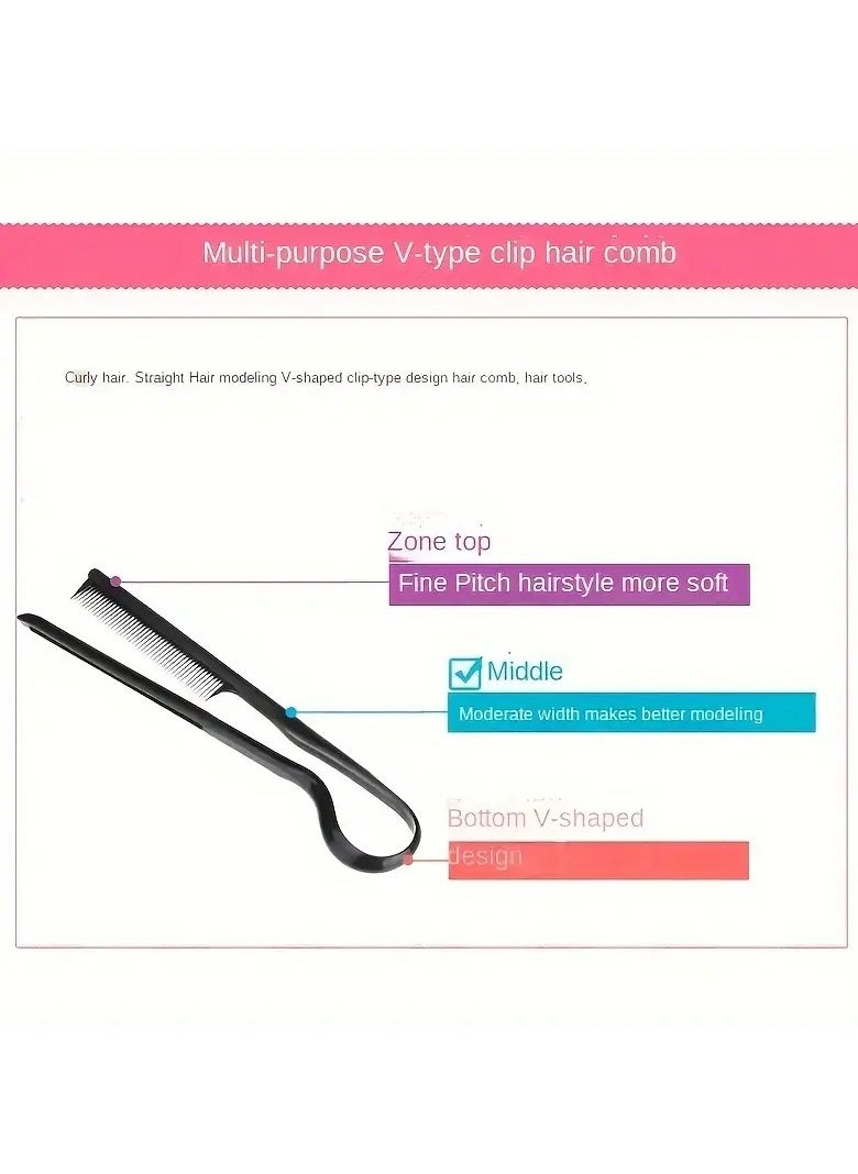 Rozino - 2 PCS Hairdressing Styling V-Shaped Comb Hair Messy Finishing Straight Hair Splint Comb Hair Cut Professional Practical Convenient Tool - Image 1