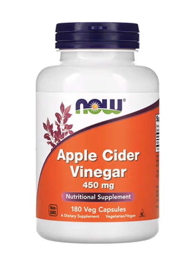 now Apple Cider Vinegar 450 Mg 180 Veg Capsules - Image 1
