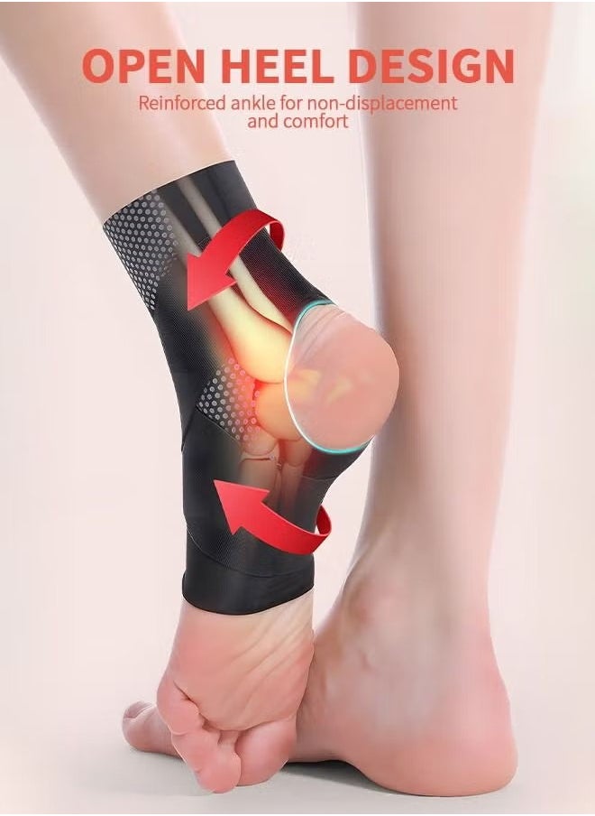 HS 1 Pair Sleeve Ankle Brace, Ankle Support Ankle Wrap And Ankle Brace For Plantar Fasciitis Relief, Adjustable Compression Foot Sleeve Sock, EVA Pad Ankle Sleeve Strap Support For Adult  - Image 3