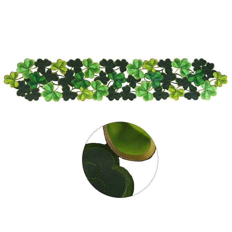 Simhomsen Embroidered Irish Clover Table Runner for St. Patrickâ€™s Day, Spring Decorations (14 x 69 inches) - Image 2
