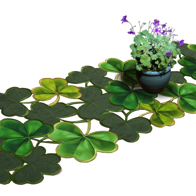 Simhomsen Embroidered Irish Clover Table Runner for St. Patrickâ€™s Day, Spring Decorations (14 x 69 inches) - Image 3