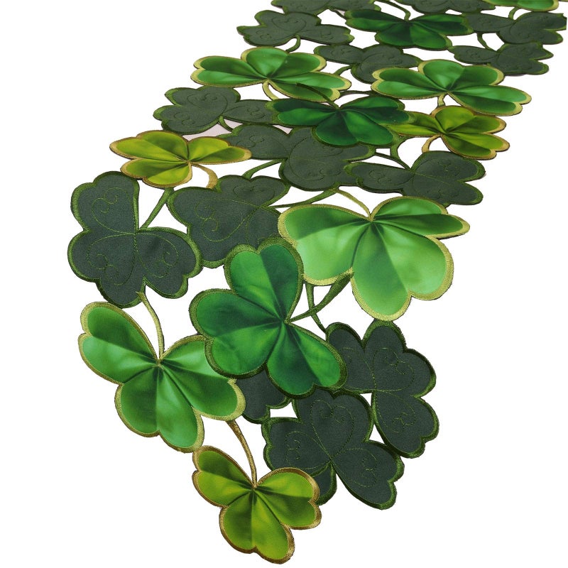 Simhomsen Embroidered Irish Clover Table Runner for St. Patrickâ€™s Day, Spring Decorations (14 x 69 inches) - Image 1