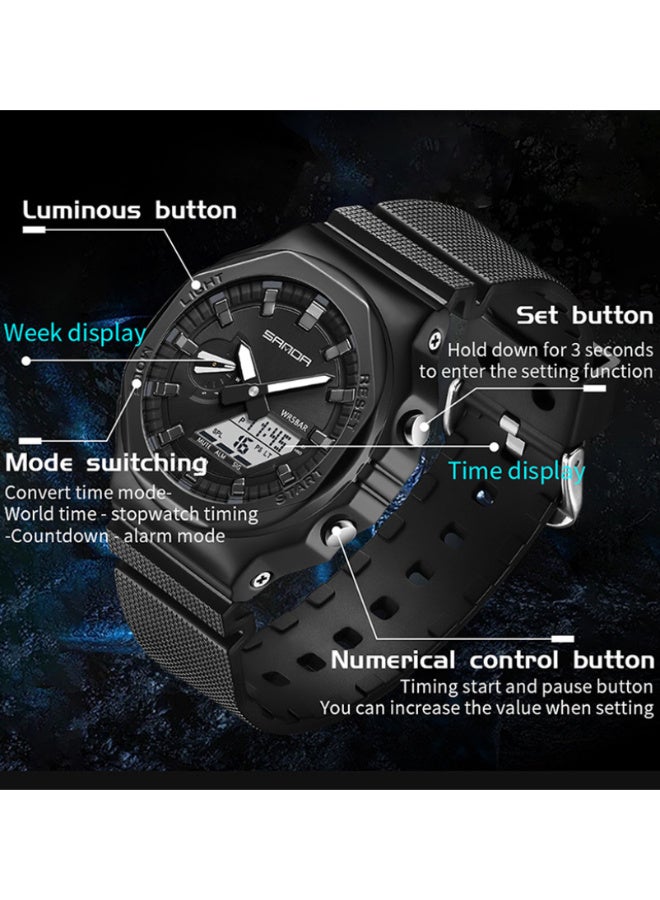 SANDA electronic watch multifunctional men's watch waterproof student electronic watch 50m waterproof - Image 3