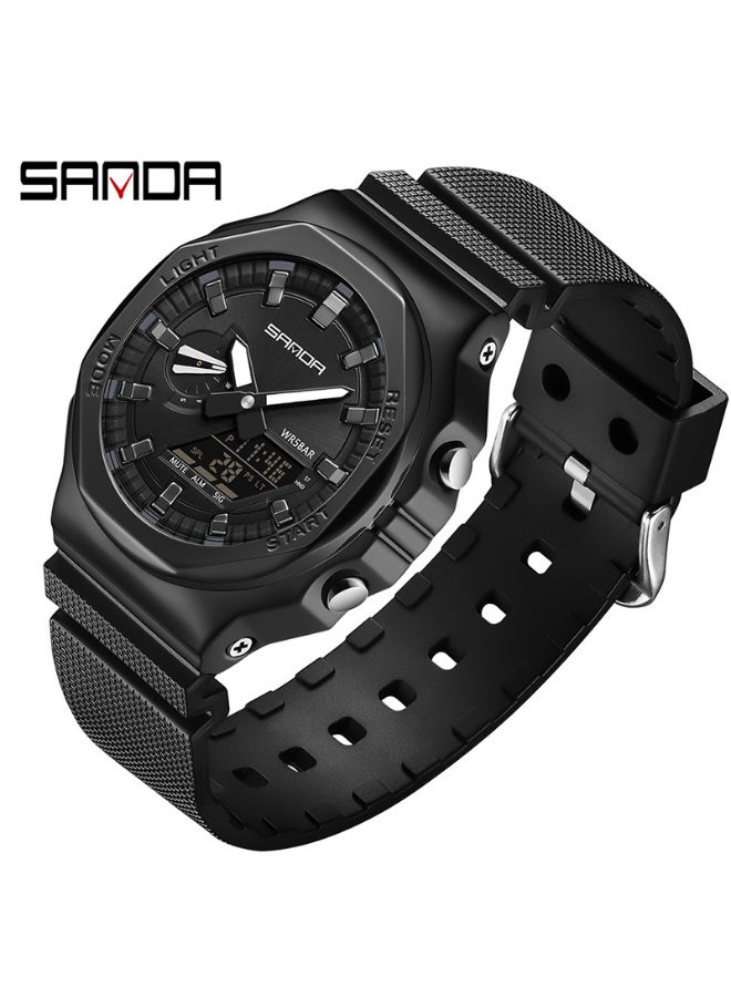 SANDA electronic watch multifunctional men's watch waterproof student electronic watch 50m waterproof - Image 1