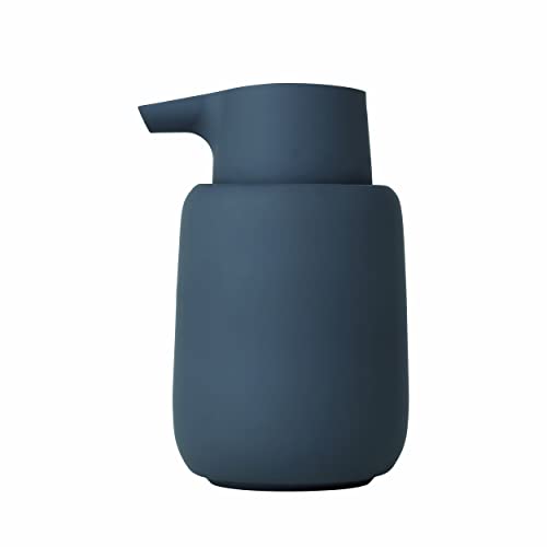 blomus Sono Soap Dispenser 250 ml Ceramic Hand Soap Dispenser in Dark Grey Diameter 8 x 14 H cm Colour Magnet Liquid Soap Dispenser with Pump Head - Image 5