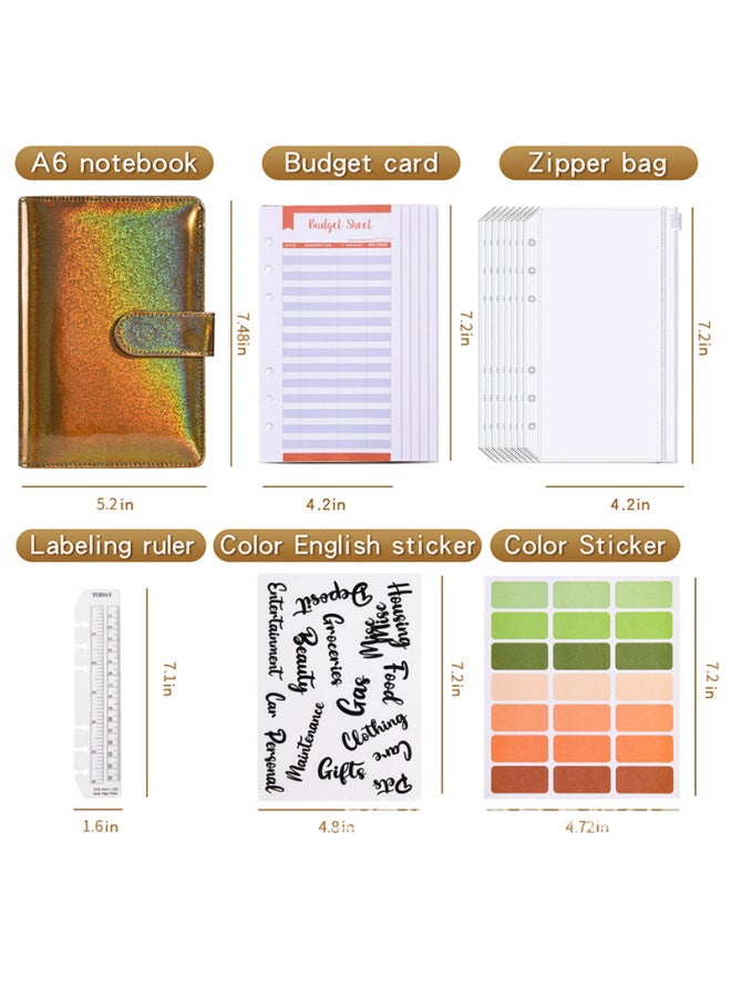 QICAI A6 Colorful Matte Laser Macaron Set Pu Notebook Cash Budget Financial Loose-leaf Book - Image 2