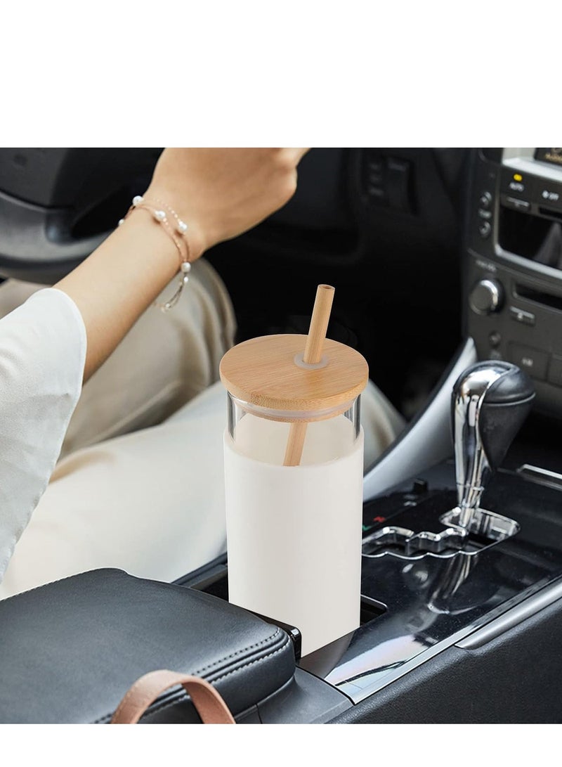 HOME ZONE (2-piece) Glass Tumbler with Lid and Straw for Tea Smoothie Cute Reusable Cup with Silicone Protective Sleeve - Image 2