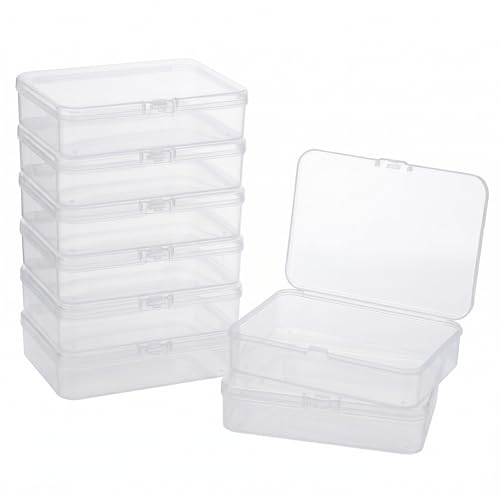 Gabrella 8 Pcs Small Plastic Case, 4x3x1 Inch Mini Plastic Storage Containers Box with Lid, Clear Rectangle Box Organizer for Collecting Small Items, Beads, Jewelry, Cards, Crafts - Image 1