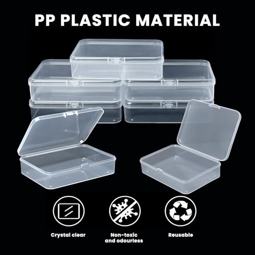 Gabrella 8 Pcs Small Plastic Case, 4x3x1 Inch Mini Plastic Storage Containers Box with Lid, Clear Rectangle Box Organizer for Collecting Small Items, Beads, Jewelry, Cards, Crafts - Image 4