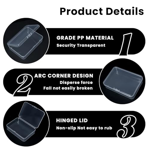 Gabrella 8 Pcs Small Plastic Case, 4x3x1 Inch Mini Plastic Storage Containers Box with Lid, Clear Rectangle Box Organizer for Collecting Small Items, Beads, Jewelry, Cards, Crafts - Image 3