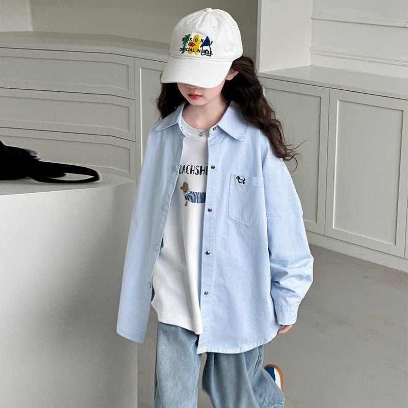 Internet Celebrity Fashion Spring Women'S Comfortable Coat Big Children'S Spring New Solid Color Cartoon Casual All-Match Cardigan Trendy - Image 2