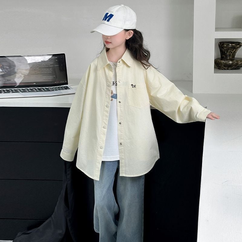 Internet Celebrity Fashion Spring Women'S Comfortable Coat Big Children'S Spring New Solid Color Cartoon Casual All-Match Cardigan Trendy - Image 5